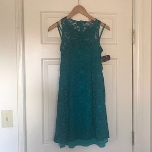 MODCLOTH NWT Teal floral lace multilayer dress
